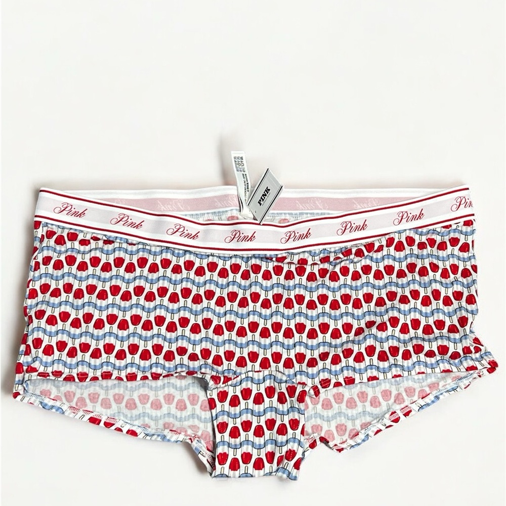 PINK Victoria's Secret Red and Blue Geometric Hosiery
